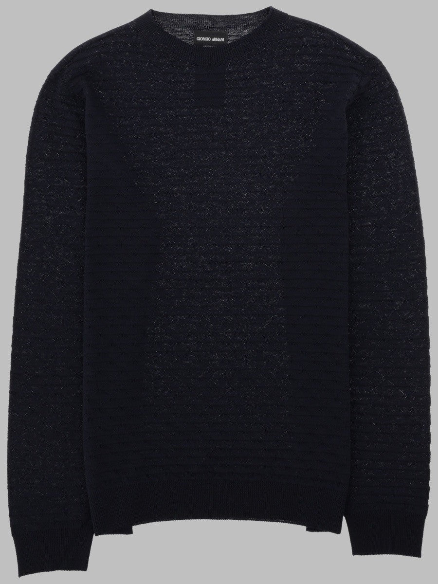 Giorgio Armani Men's Maglia Girocollo in Lana Vergine Blue