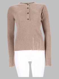 Uma Wang Women's Maglia Henley in Cashmere Beige