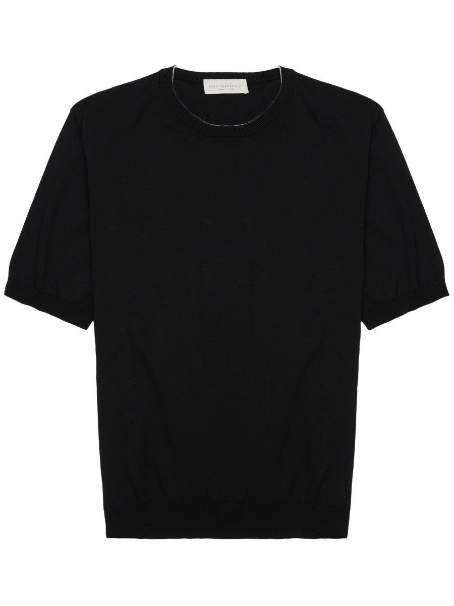 Luigi Gentile Men's Maglia in Cotone Manica Corta Black