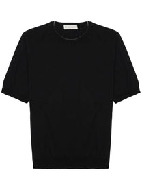 Luigi Gentile Men's Maglia in Cotone Manica Corta Black