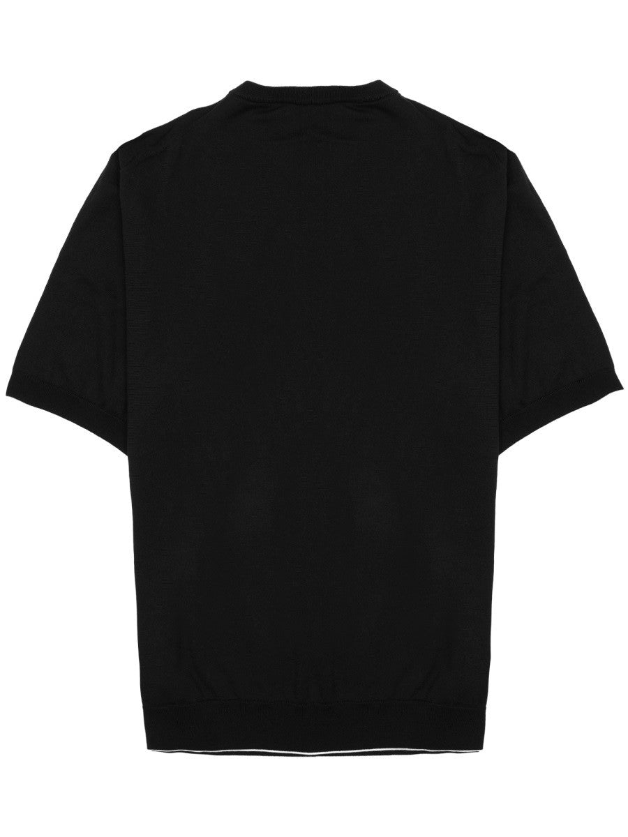 Luigi Gentile Men's Maglia in Cotone Manica Corta Black