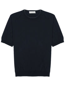 Luigi Gentile Men's Maglia in Cotone Manica Corta Blue