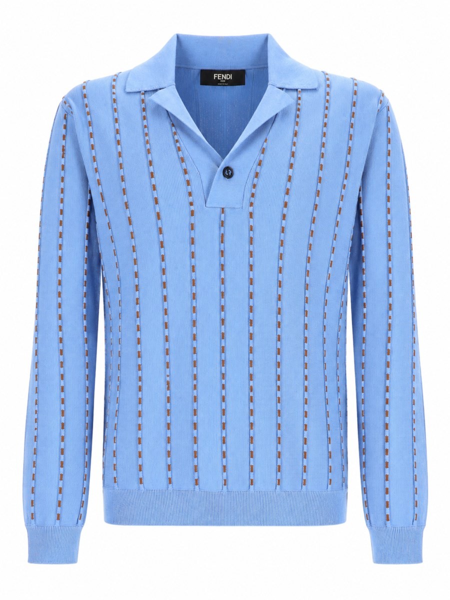 Fendi Men's Maglia in Cotone Blue
