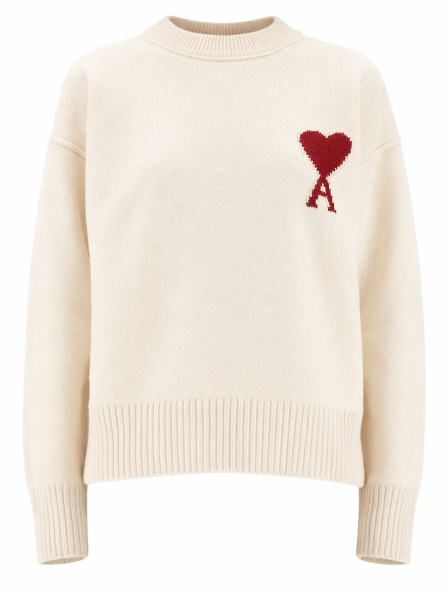 Ami Paris Men's Maglia in Lana Con White