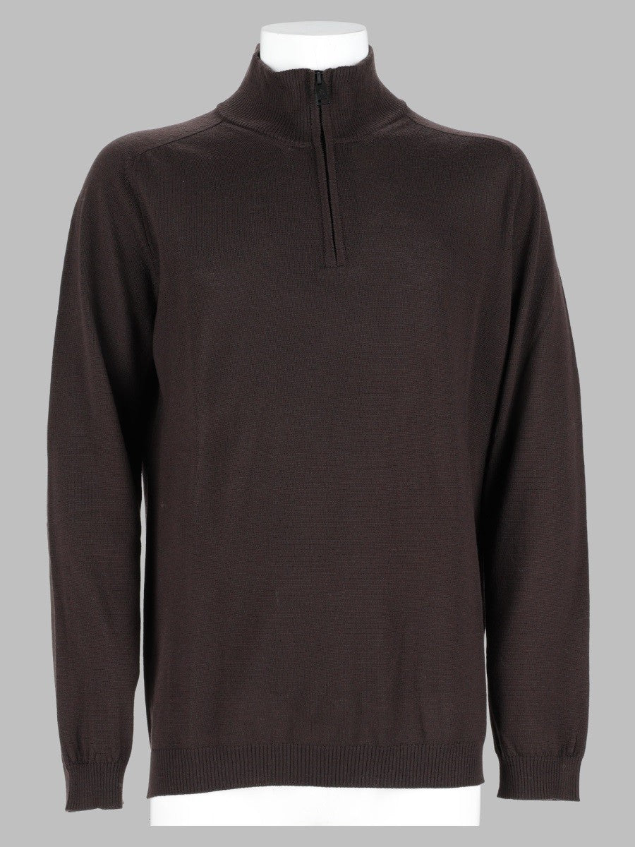 Premiata Men's Maglia in Lana Con Zip Brown