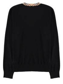 Burberry Men's Maglia in Lana Merino Con Scollo Check Black