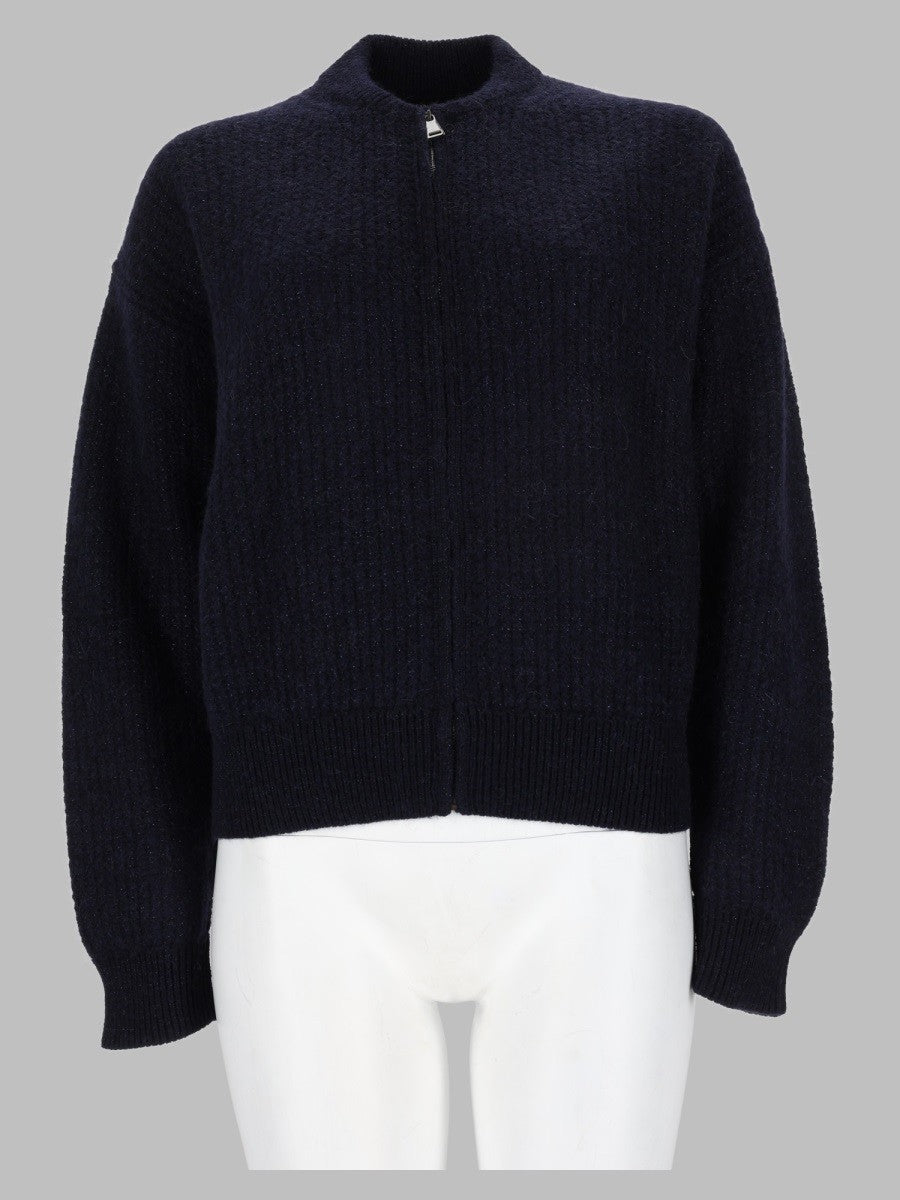 Fabiana Filippi Women's Maglia in Misto Lana Cotone Con Zip Blue
