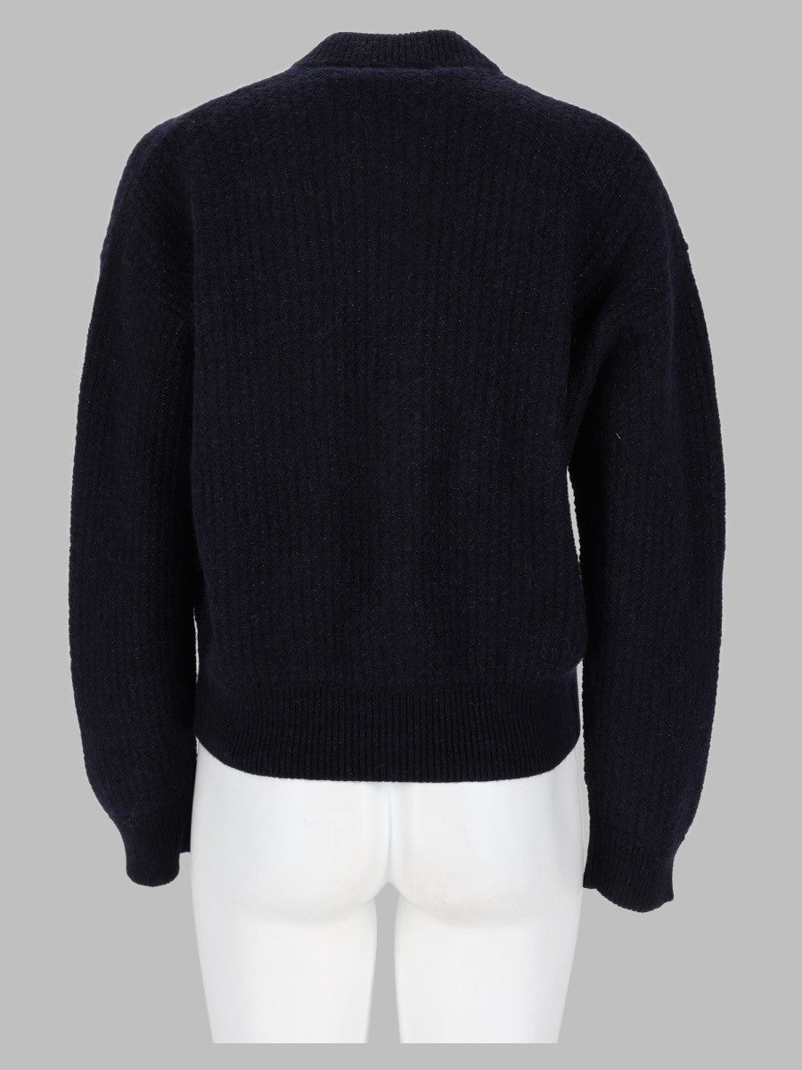 Fabiana Filippi Women's Maglia in Misto Lana Cotone Con Zip Blue