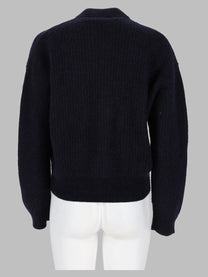 Fabiana Filippi Women's Maglia in Misto Lana Cotone Con Zip Blue