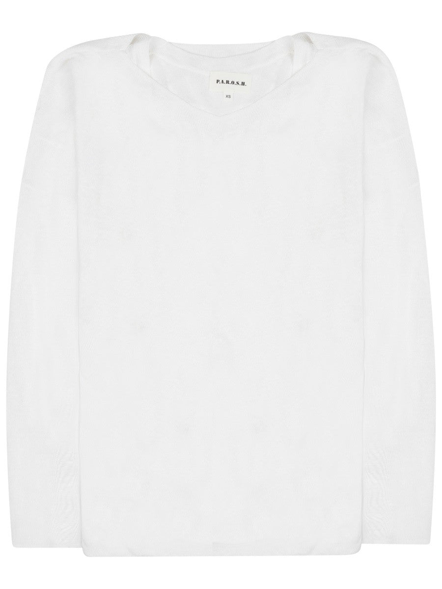 Parosh Women's Maglia in Misto Lino White