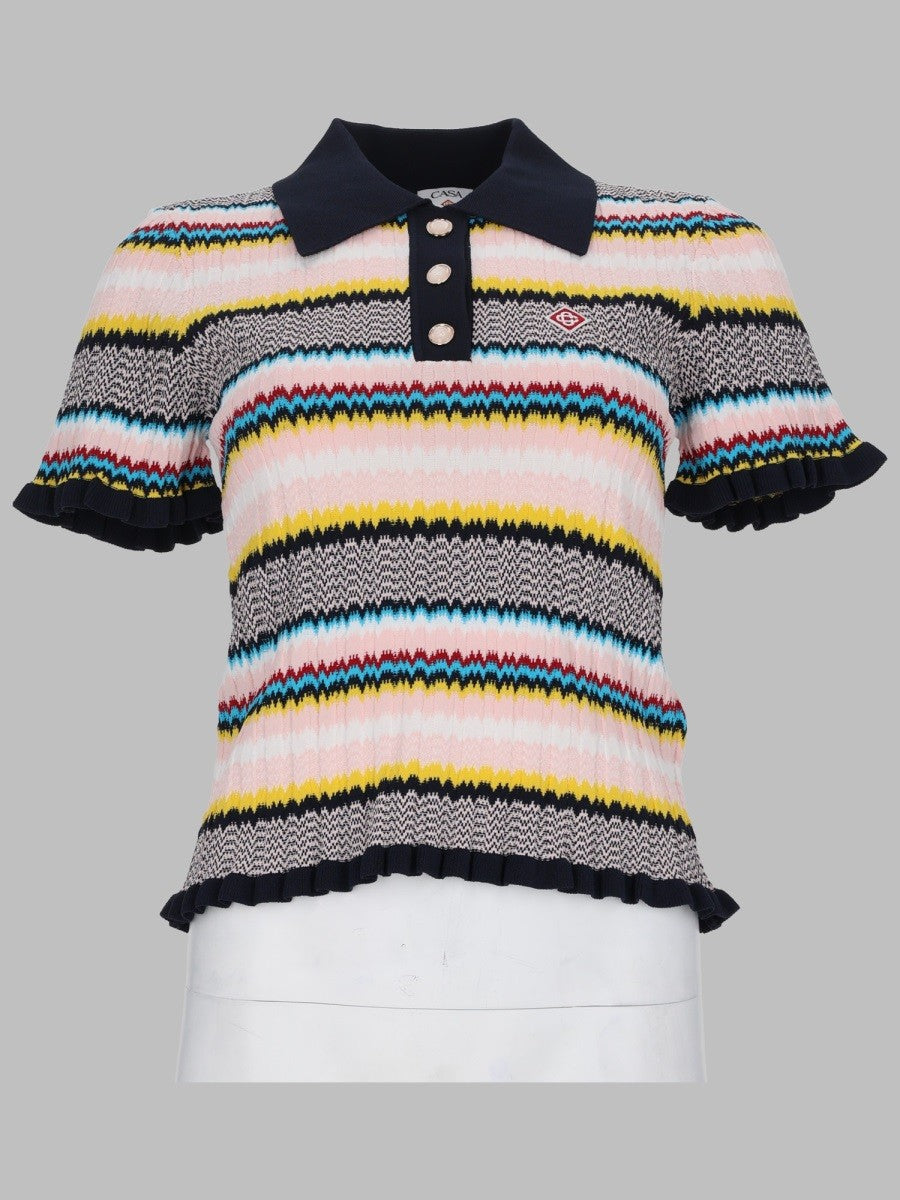 Casablanca Women's Maglia Polo Con Motivo Chevron Multicolor