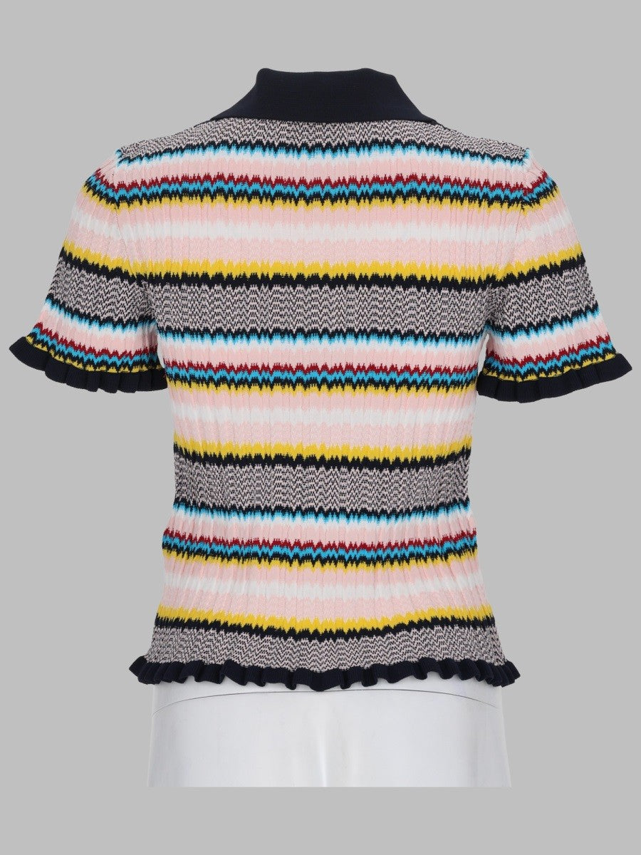 Casablanca Women's Maglia Polo Con Motivo Chevron Multicolor