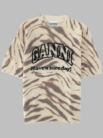 Ganni Women's Maglia Slim Fit Con Stampa All over Pattern