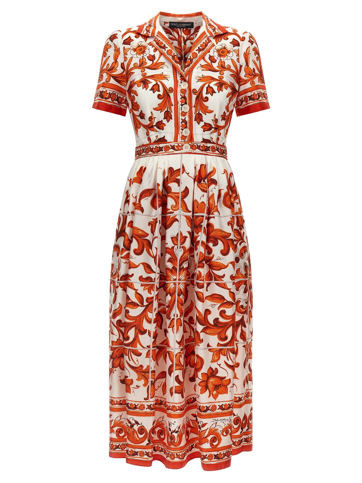 Dolce&amp;Gabbana Maiolica Print Dress Orange