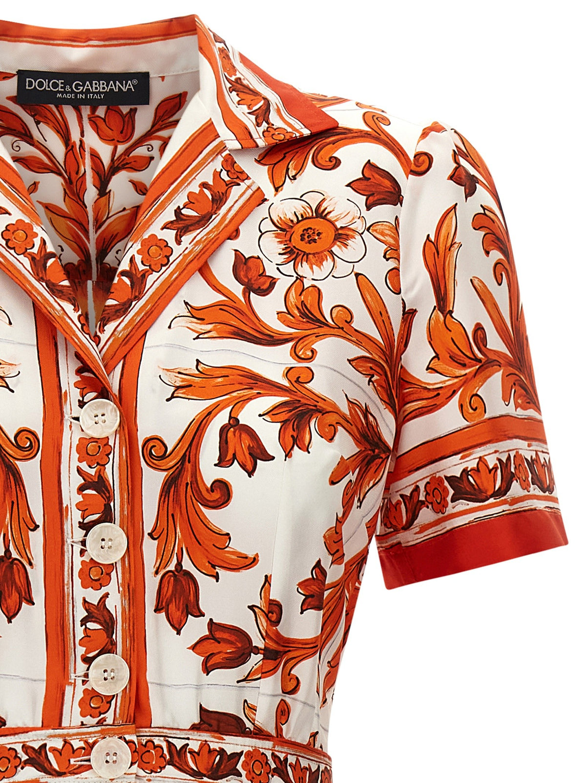 Dolce&amp;Gabbana Maiolica Print Dress Orange