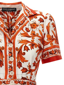 Dolce&amp;Gabbana Maiolica Print Dress Orange