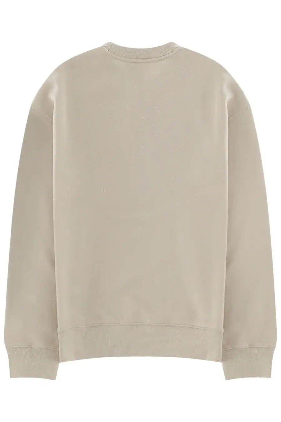 Maison Kitsuné men’s beige crewneck sweatshirt with ribbed cuffs and hem made from soft felpa fabric