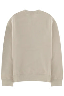 Maison Kitsuné men’s beige crewneck sweatshirt with ribbed cuffs and hem made from soft felpa fabric