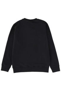 Maison Kitsuné men’s black crewneck sweatshirt with ribbed cuffs and hem featuring a fox head design