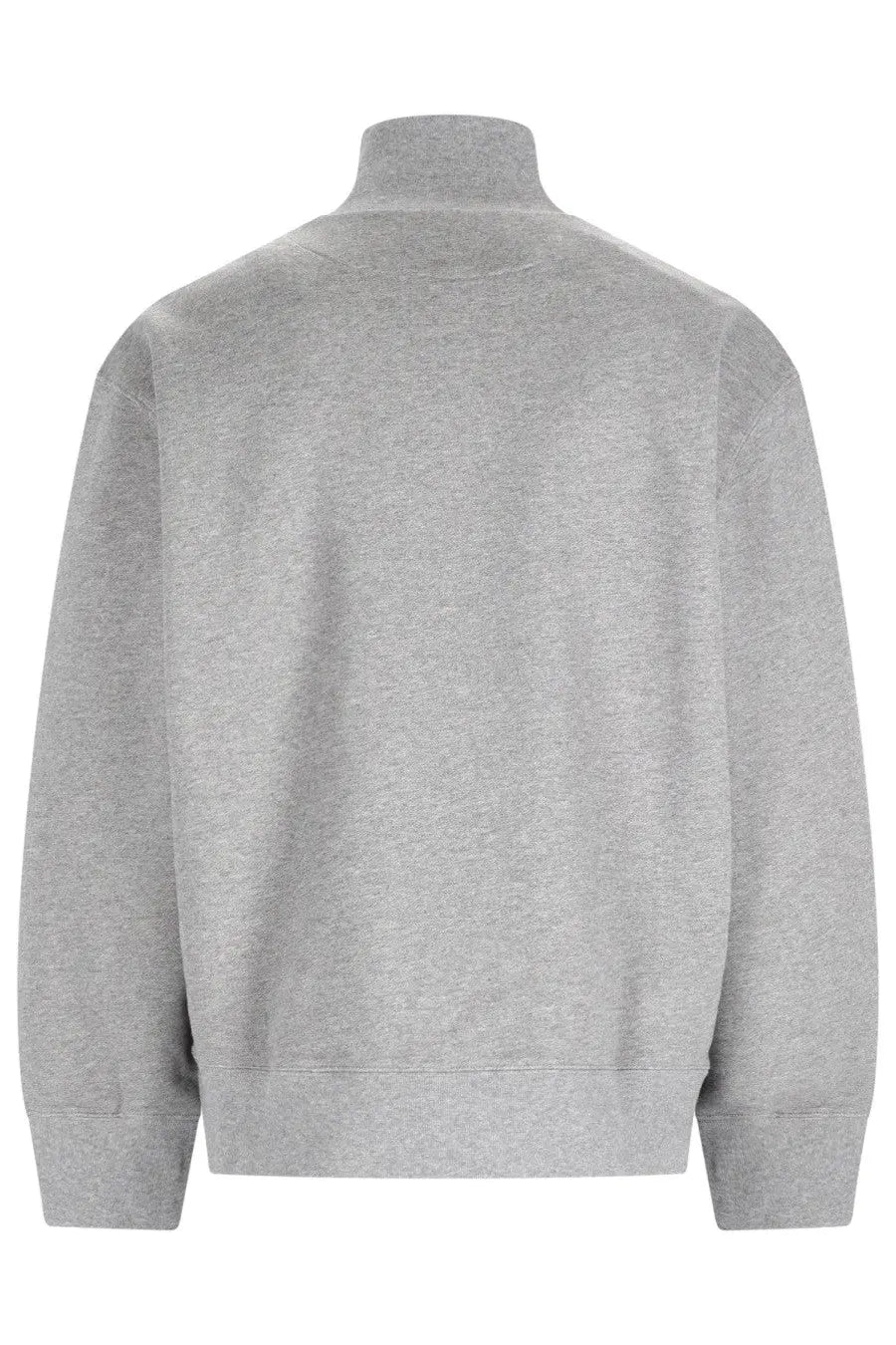 Maison Kitsuné men’s gray heathered turtleneck sweatshirt with ribbed cuffs and hem in felpa fox head design