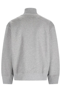 Maison Kitsuné men’s gray heathered turtleneck sweatshirt with ribbed cuffs and hem in felpa fox head design