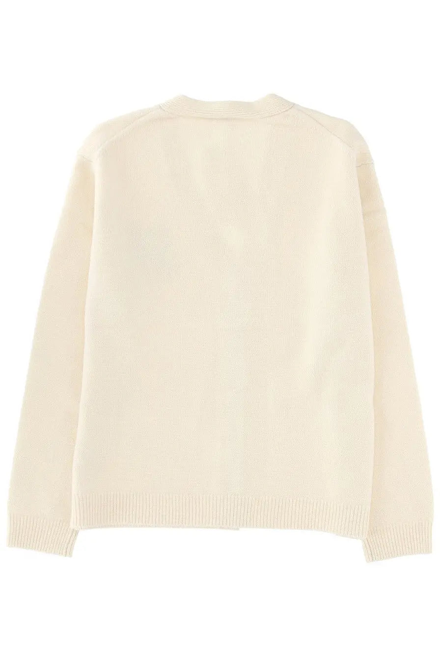 Maison kitsuné men’s beige fox head cardigan cream-colored long-sleeved knit sweater with ribbed hem and cuffs