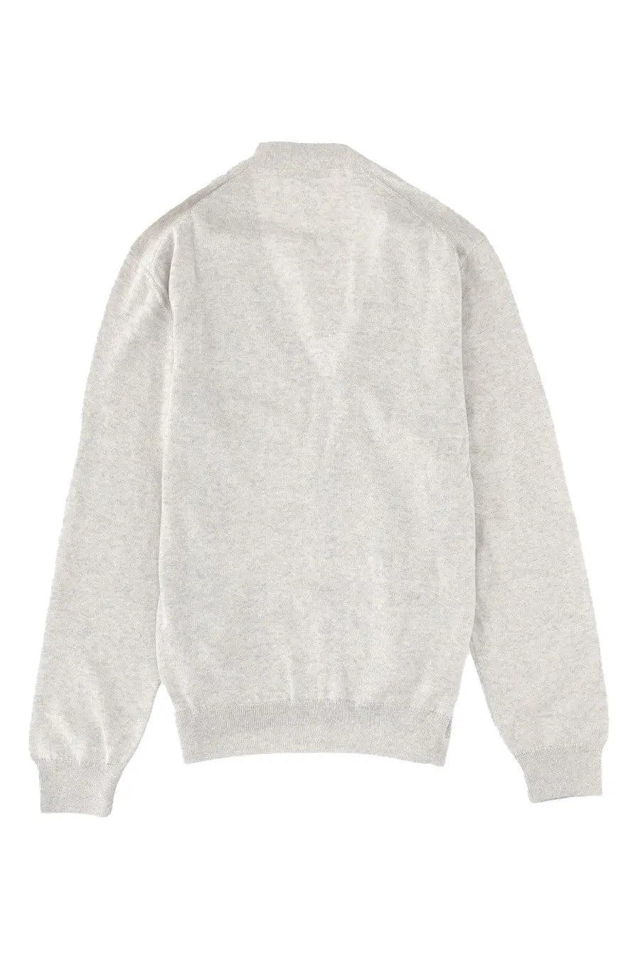 Maison kitsuné men’s fox head cardigan grey soft heathered knit sweater with crew neck and ribbed cuffs