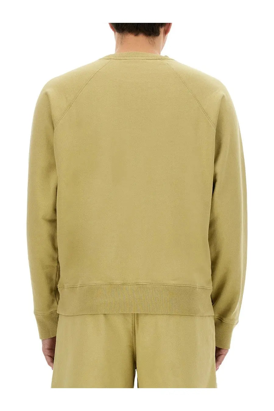 Maison Kitsuné men’s oversize sweatshirt beige in soft olive green with ribbed cuffs hem and subtle shoulder seam detailing