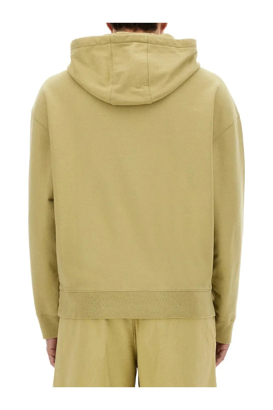 Maison Kitsuné men’s oversized hoodie in soft olive green with relaxed fit and ribbed cuffs for casual wear