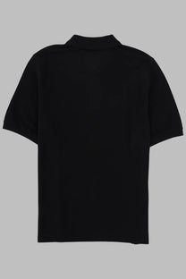 Maison Kitsuné men’s black polo shirt with short sleeves classic collar and ribbed cuffs made from soft fabric