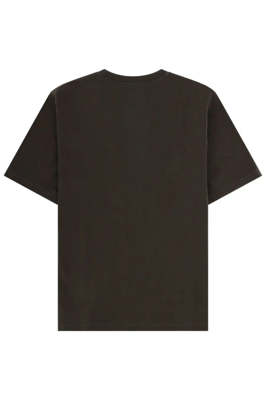 Maison Kitsuné men’s black short-sleeved cotton t-shirt with simple crew neck design titled poetic script brown