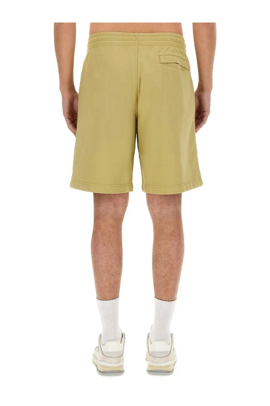Maison Kitsuné men’s sweatshirt bermuda beige relaxed fit khaki cotton shorts with a small back pocket back view