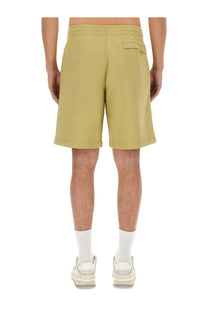 Maison Kitsuné men’s sweatshirt bermuda beige relaxed fit khaki cotton shorts with a small back pocket back view