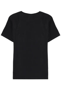 Maison Kitsuné women’s black short-sleeved cotton t-shirt with simple crew neck and fox head logo design
