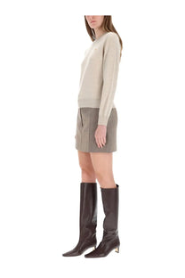 Beige long-sleeved sweater with subtle embroidered logo on chest from Maison Kitsuné women’s maglia baby fox beige collection