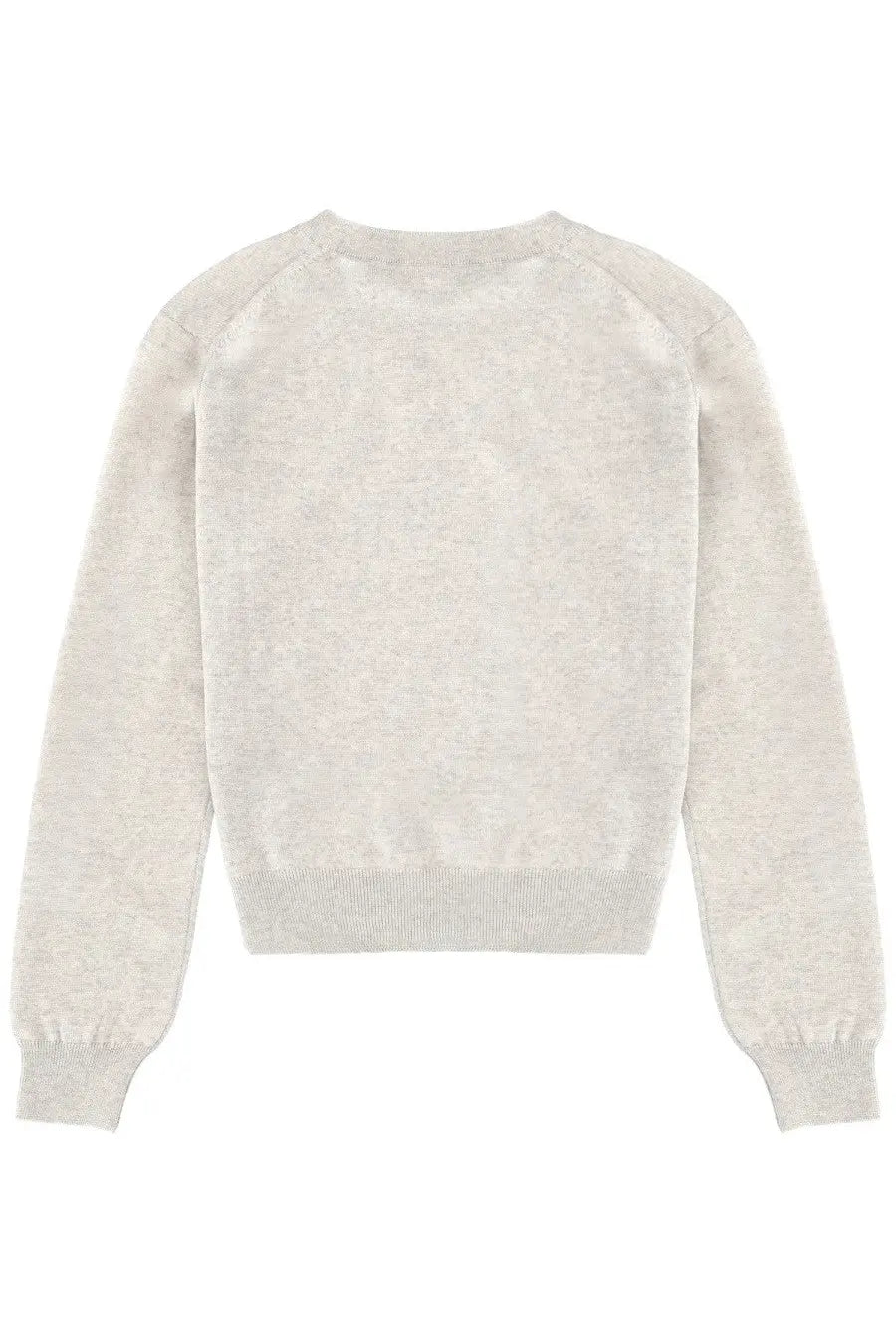 Maison Kitsuné women’s maglia baby fox grey soft off-white knit sweater with heathered texture and ribbed cuffs