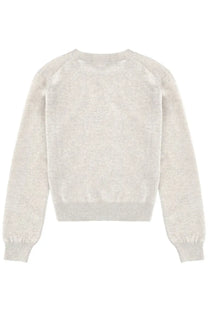 Maison Kitsuné women’s maglia baby fox grey soft off-white knit sweater with heathered texture and ribbed cuffs