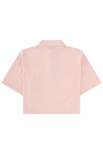 Maison Kitsuné women’s polo baby fox blue soft pink short-sleeved button-up shirt with classic collar and clean lines