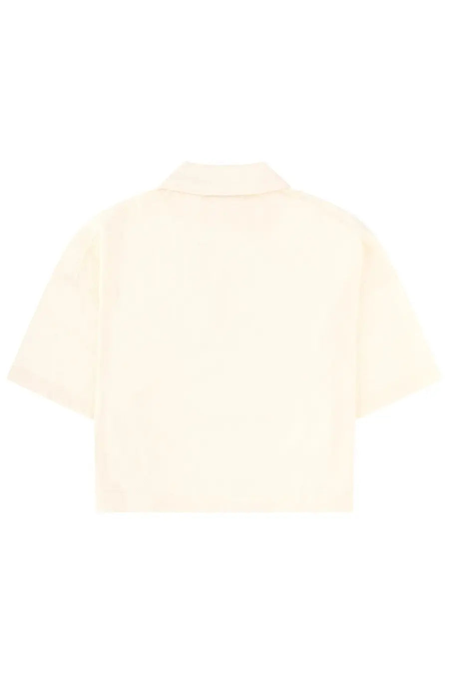 Cream-colored Maison Kitsuné women’s polo con white shirt with short sleeves classic collar and minimalist design