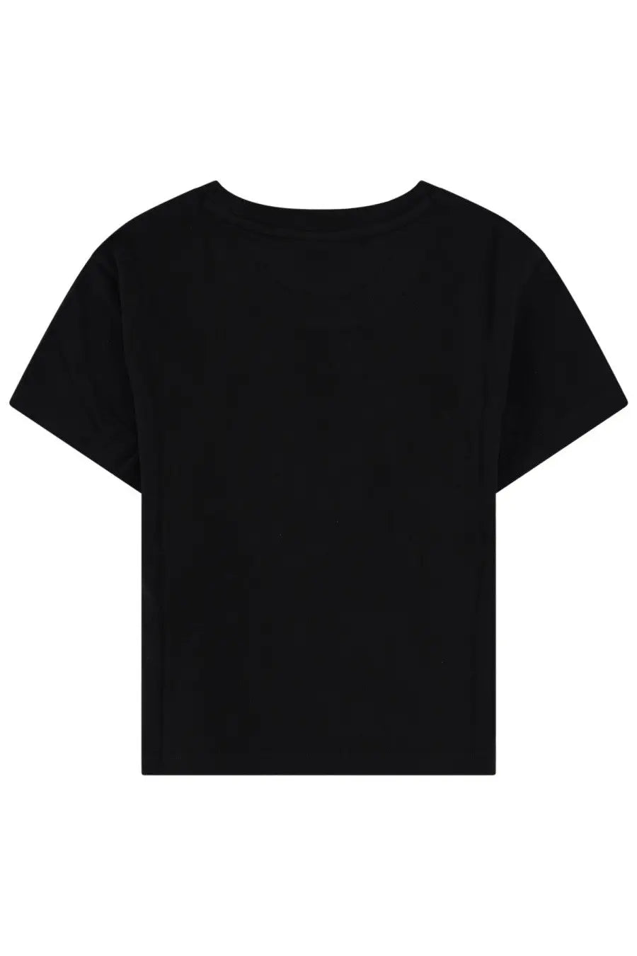Maison Kitsuné women’s black short-sleeved shirt with simple crew neck design visible from the front
