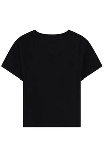 Maison Kitsuné women’s black short-sleeved shirt with simple crew neck design visible from the front