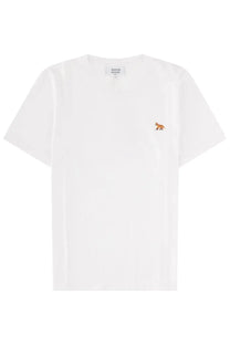 Maison Kitsuné women’s white cotton short-sleeved shirt with a small embroidered fox on the left chest