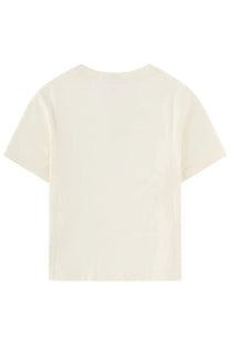 Maison Kitsuné women’s shirt con beige cream-colored short-sleeved cotton t-shirt with round neckline