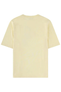 Maison Kitsuné women’s plain pale yellow cotton t-shirt with relaxed fit and short sleeves