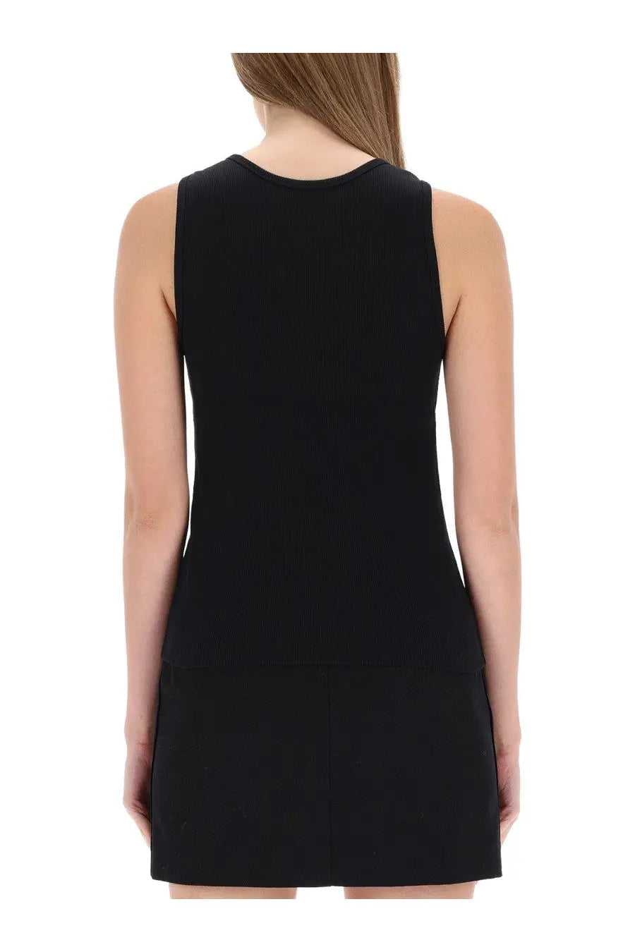 Maison Kitsuné women’s top baby fox black sleeveless dress with simple fitted silhouette and rounded neckline