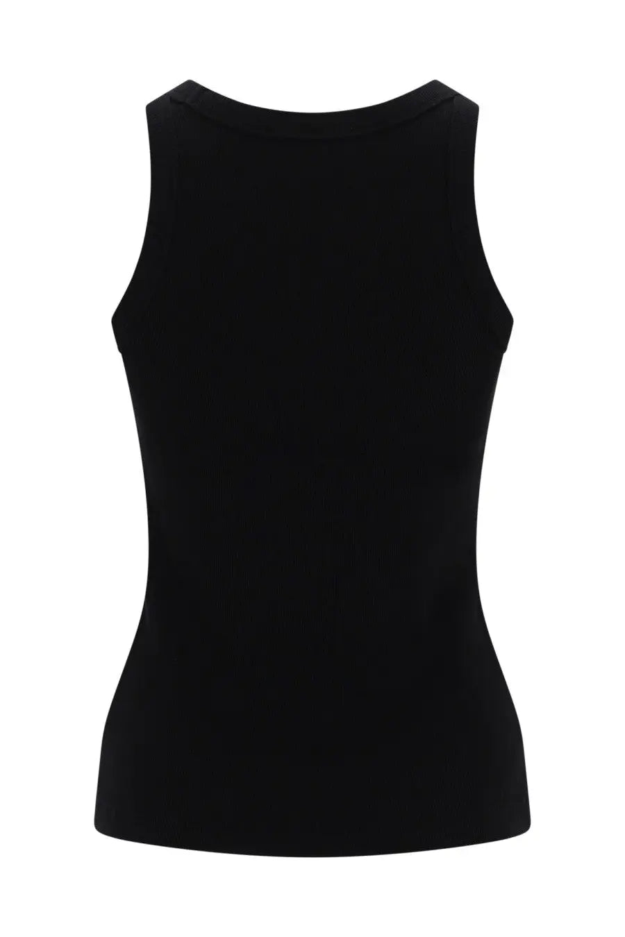 Maison Kitsuné women’s black sleeveless top with a fitted silhouette and rounded neckline in a soft fabric