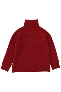 Maison Kitsuné women’s red turtleneck sweater with long sleeves and ribbed cuffs and hem in soft knit material