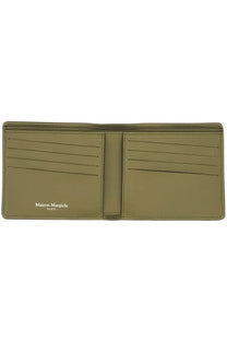 Maison margiela men’s olive green leather bi fold wallet with minimalist design and interior branding Paris