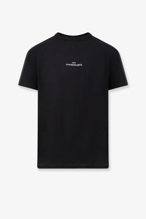 Maison Margiela men’s black cotton t-shirt with short sleeves and small white new unisex margiela logo on chest