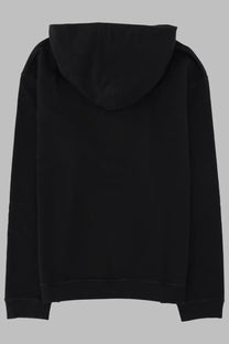 Maison Margiela men’s black hooded sweatshirt with soft smooth fabric and simple design front view